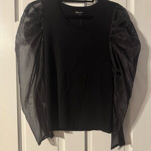 Versona Black Puff Sleeve Mesh Blouse Size Large